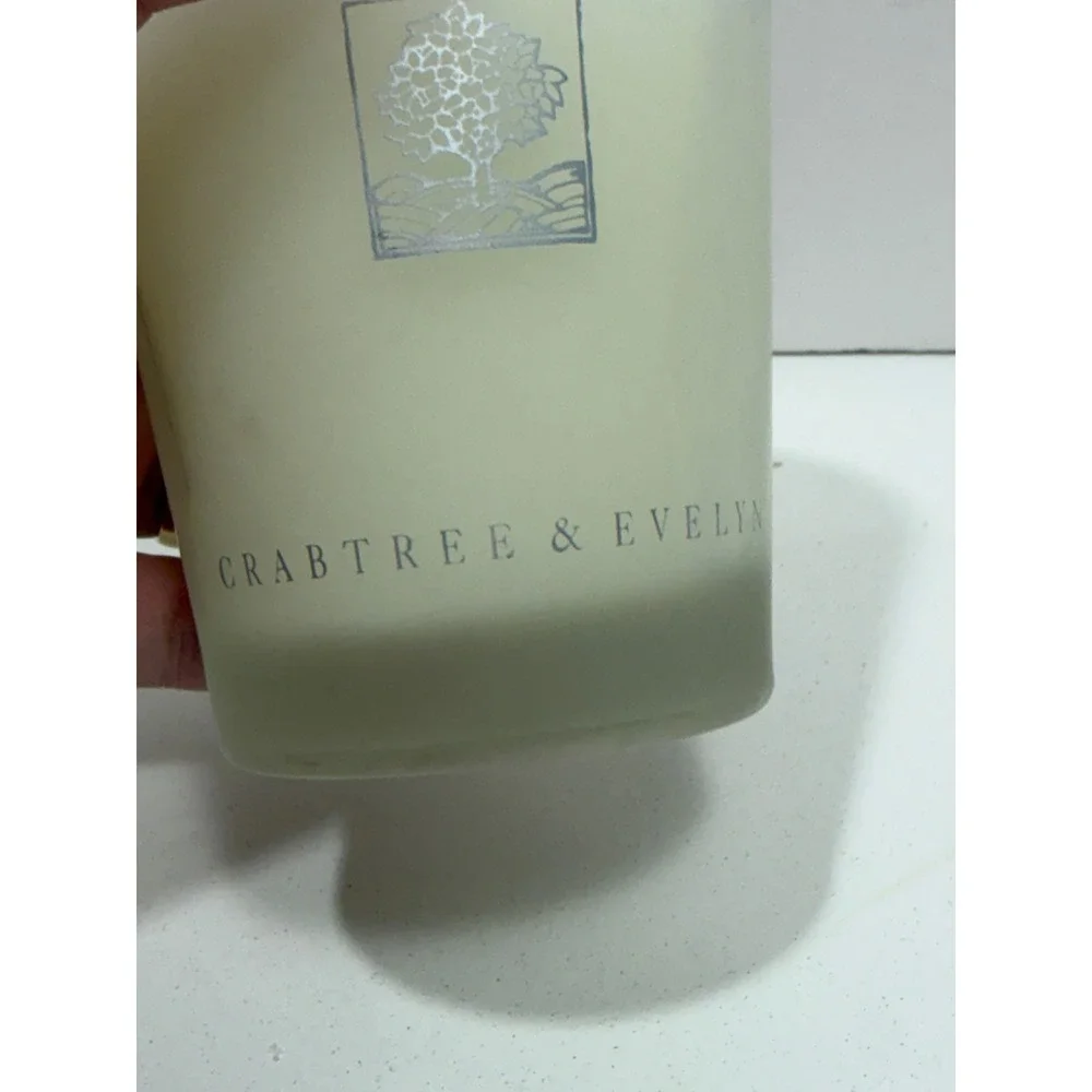 Crabtree & Evelyn‎ Scented Candle in Frosted Glass Jar with Silver Tree Logo
